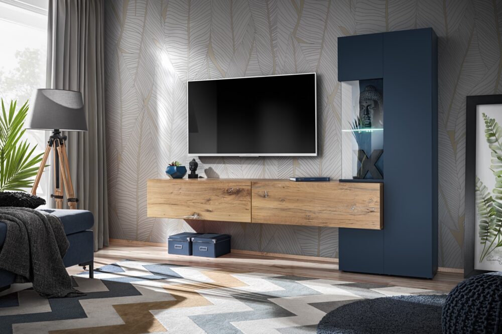 BFS-MR_darker-wall.jpg יחידת קיר לטלוויזיה כחול ואלון דגם Marino – עיצוב מודרני – תמונה 1