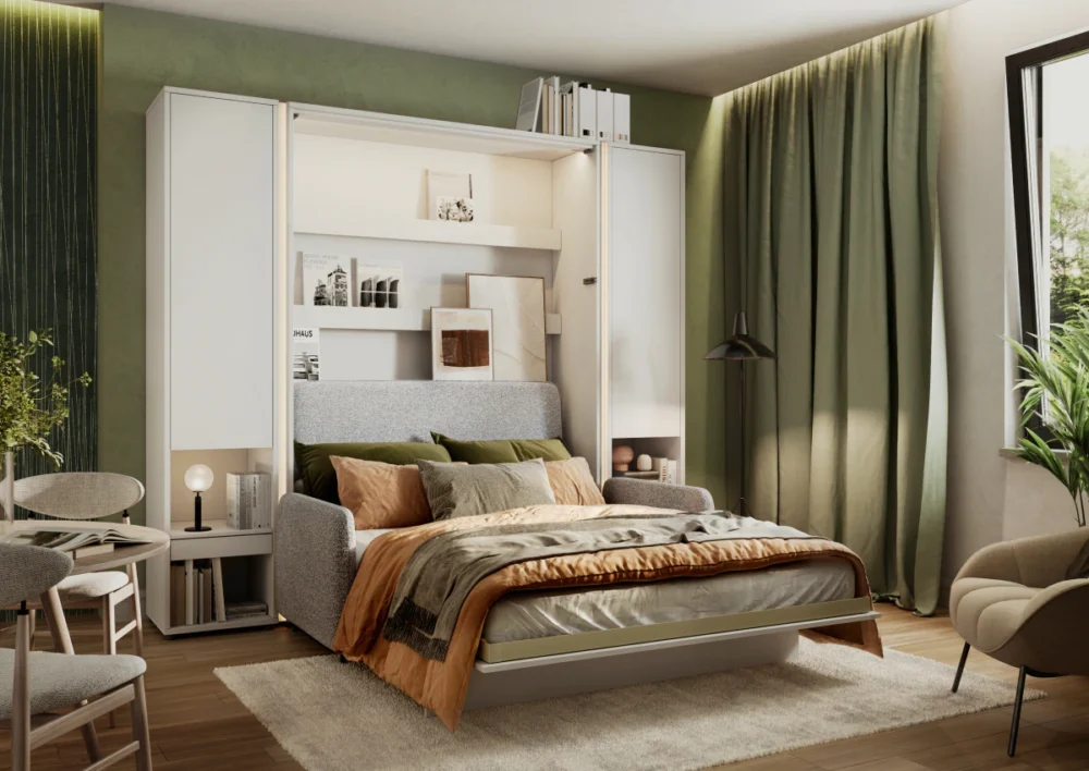 BC18BEBI_04a-1.webp a bed with a bookcase in a room