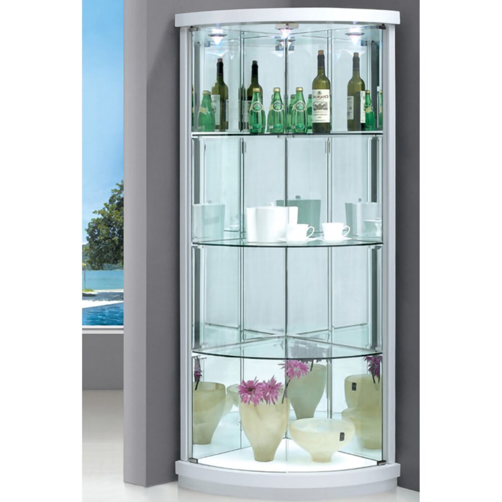 corner-glass-showcase-white-2-2000x2000h.jpg ויטרינה זכוכית פינאטית לבן - עיצוב איכותי לבית – תמונה 1